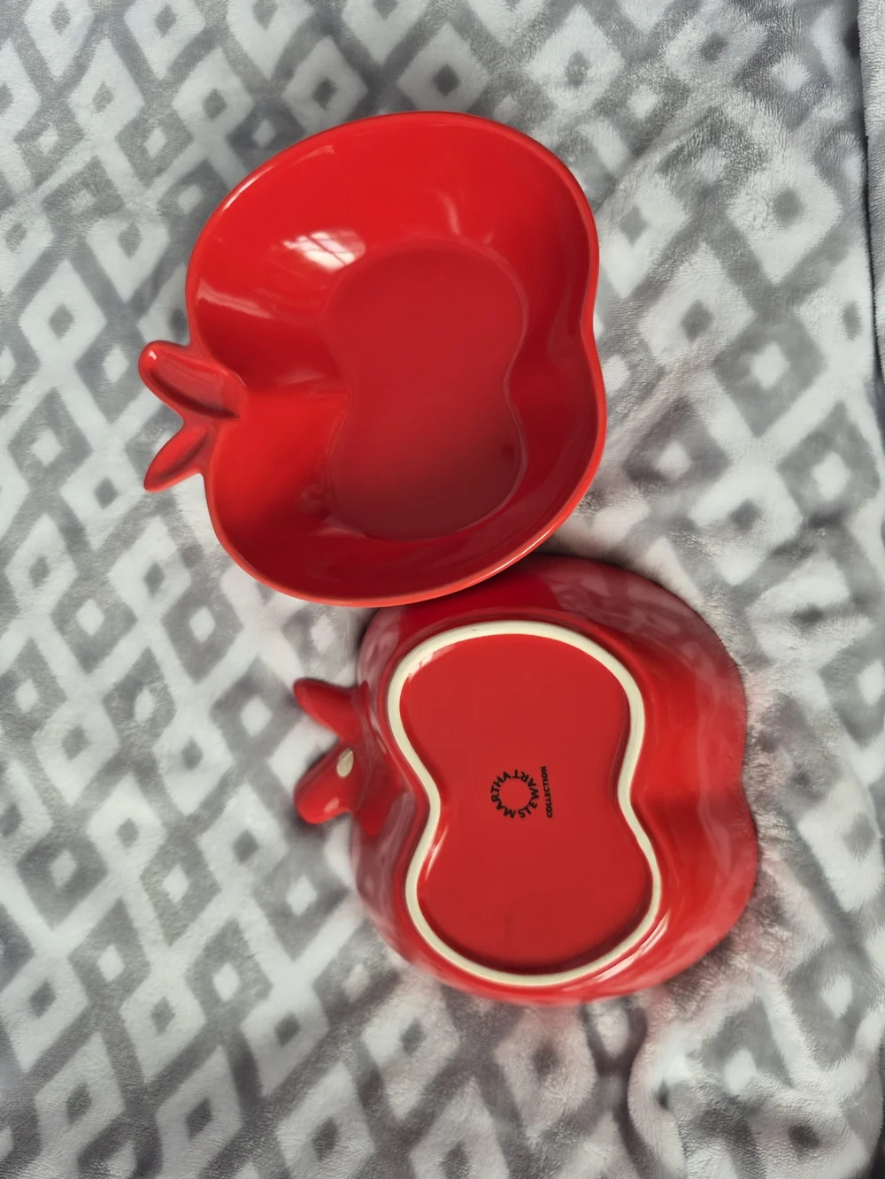 Martha Stewart Collection - Set of 2 Bright Red Apple-Shaped Bowls